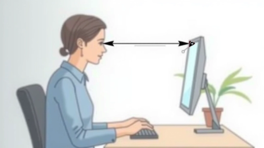 Diagrama de altura correta da câmara ao nível dos olhos, mostrando ângulo ideal para videochamada profissional